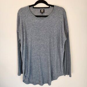 Women's Bobeau Soft Heathered Teal Sweater with Ribbed Long Sleeves LIKE NEW